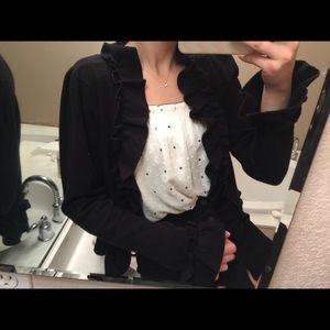 I.N.C Women’s Black Ruffled Cardigan size L